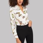 Shein Chain And Bufferfly Print Blouse