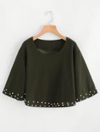 Shein Faux Pearl Beaded Kimono Sleeve Top