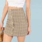 Shein Button Front Plaid Skirt