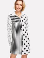 Shein Two Tone Mixed Print Longline Shirt