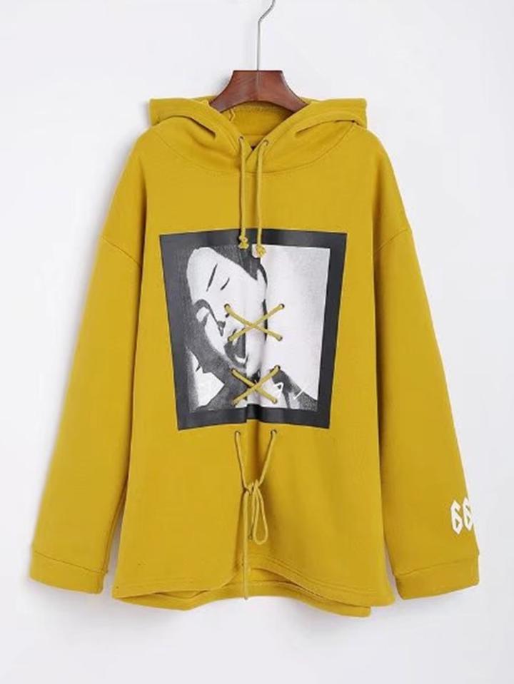 Shein Figure Lace Up Hoodie