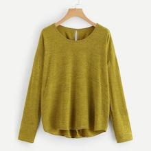 Shein Plus Keyhole Back Dip Hem Top
