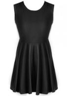 Rosewe Laconic Round Neck Black Tank Dress For Summer