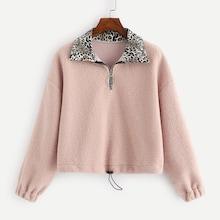 Shein Leopard Print Drawstring Hem Sweatshirt