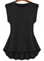 Rosewe Chic Sleeveless Round Neck Solid Black T Shirt