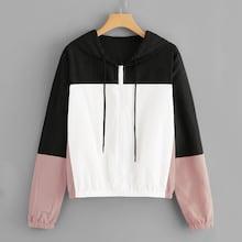 Shein Drawstring Color-block Jacket
