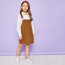 Shein Girls Pocket Front Pinafore Dress