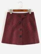 Shein Red Button Up A Line Skirt