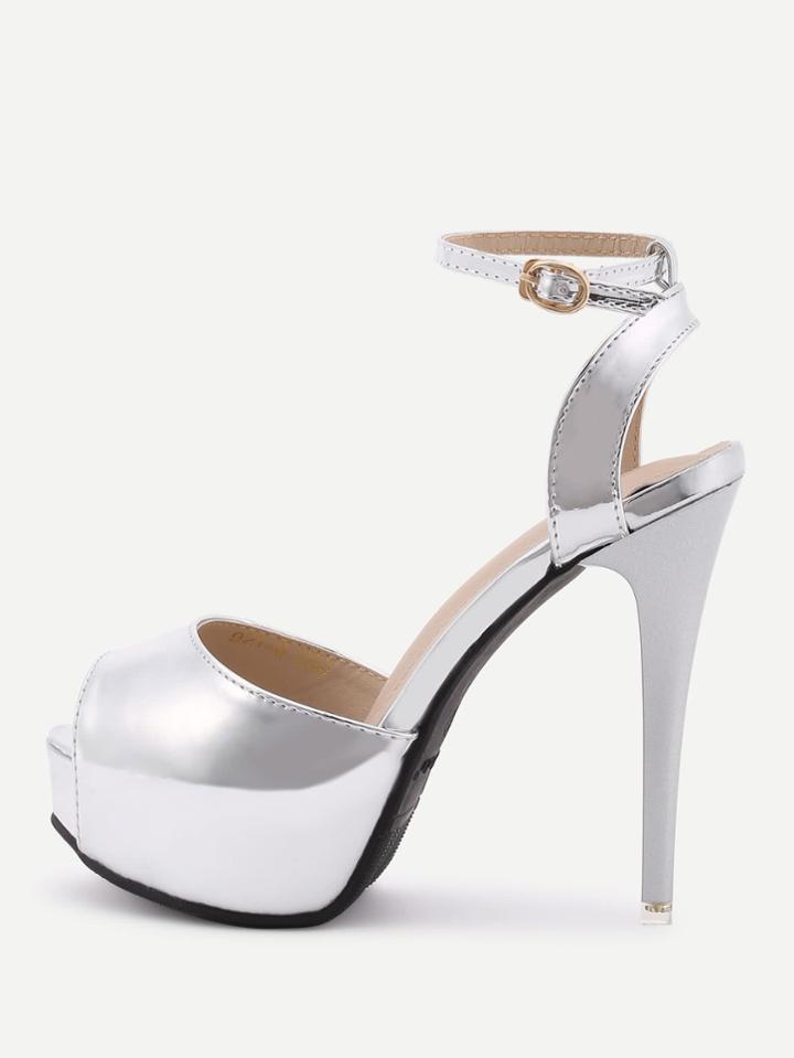 Shein Pu Ankle Strap Platform High Heels