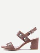 Shein Metal Eyelet Strap Sandals - Dark Brown