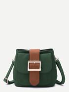 Shein Dark Green Buckled Strap Pocket Front Shoulder Bag