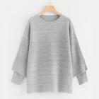 Shein Layered Sleeve Heather Grey Sweater