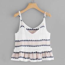 Shein Ruffle Hem Striped Cami Top