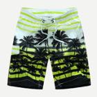 Shein Men Striped And Tropical Print Beach Shorts