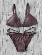 Shein Coffee Strap Triangle Bikini Set