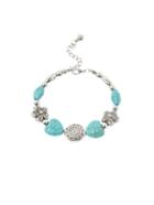 Shein Turquoise Flower Plated Adjustable Bracelet