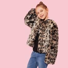 Shein Toddler Girls Leopard Print Teddy Coat