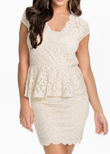 Rosewe Laconic V Neck Cutout Pattern Apricot Bodycon Dress