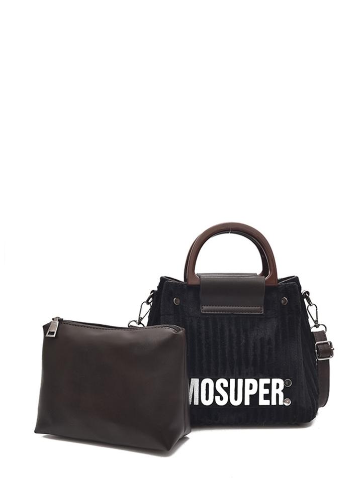 Shein Slogan Patch Grab Bag With Clutch