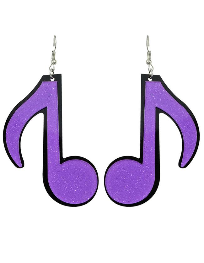 Shein Purple Acrylic Music Drop Earrings