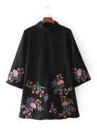 Shein Flower Embroidery Suede Dress