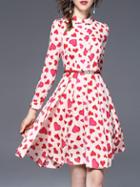 Shein Hearts Print Belted Dress
