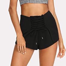 Shein Lace Up Front Zip Back Shorts