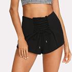 Shein Lace Up Front Zip Back Shorts