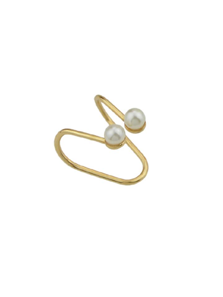 Shein Gold 1pc Metal With Simulated-pearl Clip Earrings