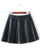 Shein Black Flare Pu Skirt