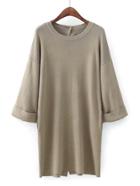 Shein Drop Shoulder Rolled Cuff Convertible Knit Dress