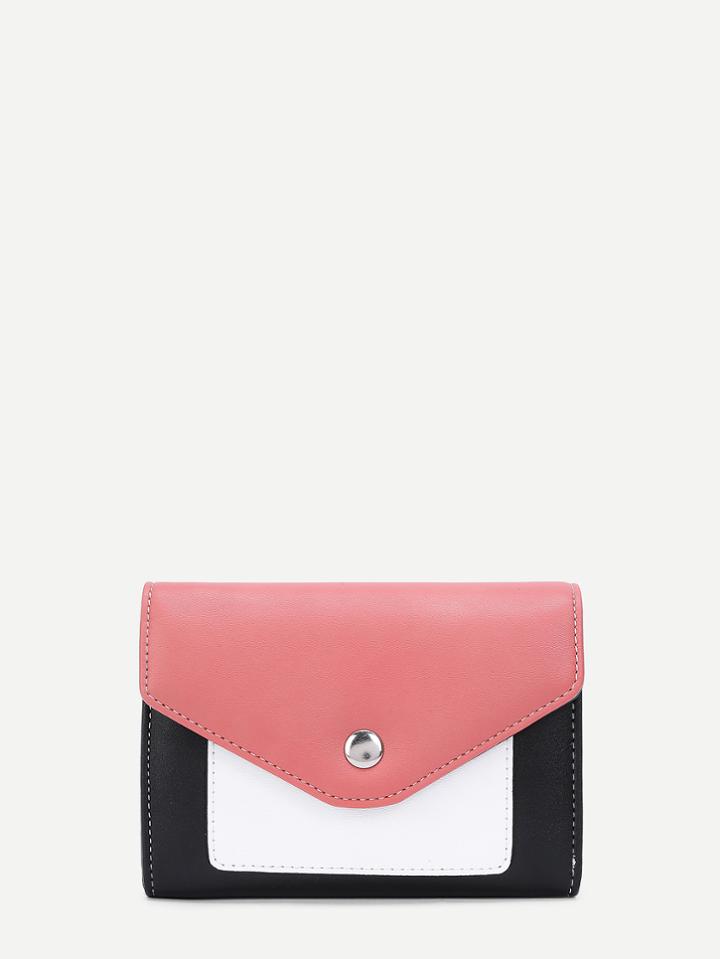 Shein Color Block Foldover Pu Purse