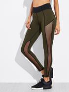 Shein Contrast Trim Mesh Paneled Leggings