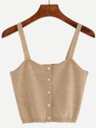Shein Apricot Scoop Neck Buttons Crop Top
