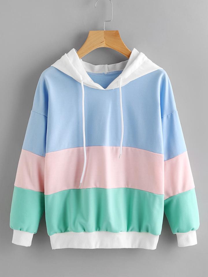 Shein Drop Shoulder Hoodie With Cut And Sew Panel