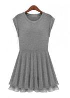 Rosewe Chic Round Neck Cap Sleeve Grey Mini Dress