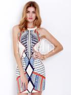 Shein Multicolor Cutaway Sleeveless Beautifully Geometric Print Dress