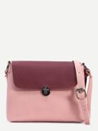 Shein Pink Tassel Trim Contrast Flap Pebbled Crossbody Bag