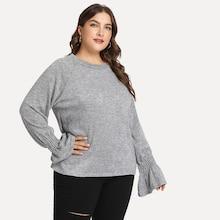Shein Plus Raglan Sleeve Ruffle Sweater