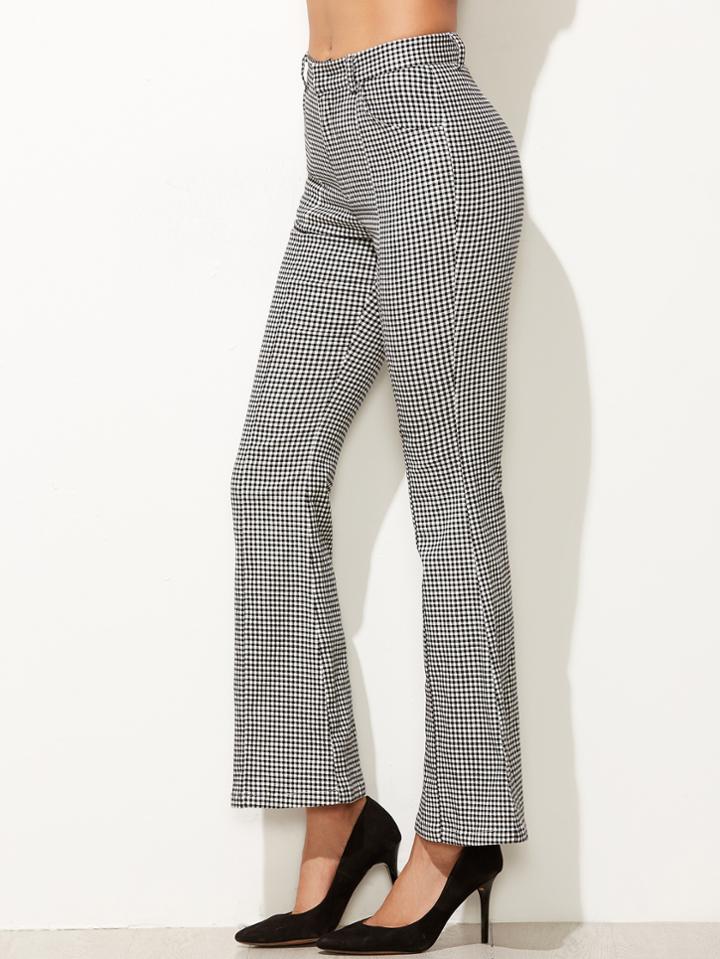 Shein Black And White Gingham Flared Pants