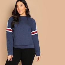 Shein Plus Raglan Sleeve Heathered Knit Sweatshirt