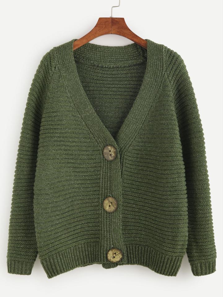 Shein Army Green Raglan Sleeve Cardigan