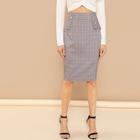 Shein Button Detail Checked Skirt