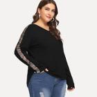 Shein Plus Contrast Sequin V-neck Tee