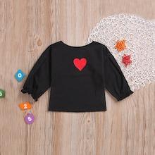 Shein Toddler Girls Heart Print Frill Cuff Tee