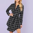 Shein Waist Knot Collar Plaid Dress