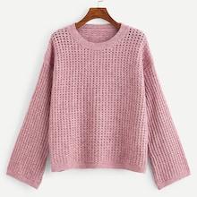Shein Solid Eyelet Jumper
