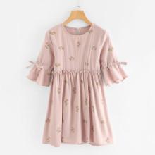 Shein Frill Trim Floral Print Babydoll Dress