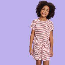 Shein Girls Tie Waist Striped Dress
