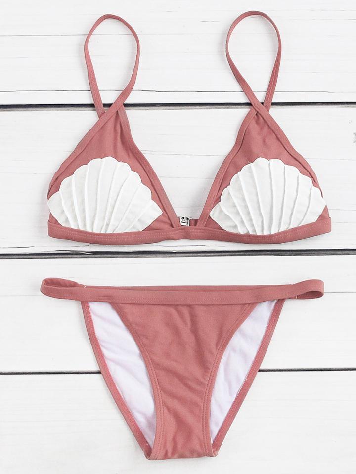 Shein Contrast Shell Pattern Triangle Bikini Set
